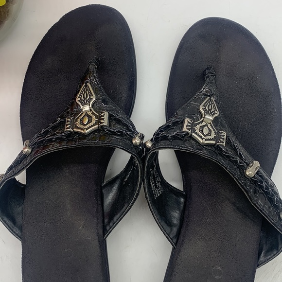 Rialto Black Silver Leather Kismet Thong Flip Flop Sandals Size 8.5 FFT5218E - Picture 8 of 10